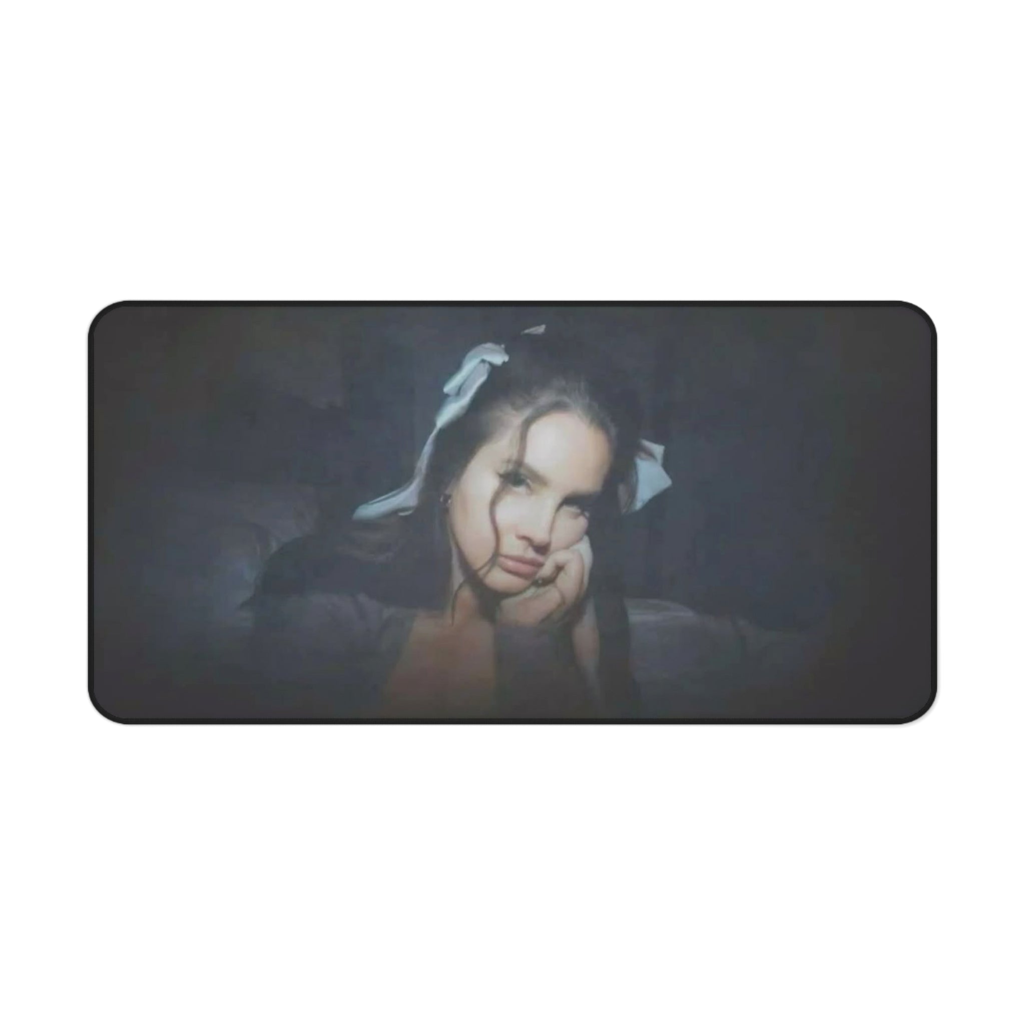 Elegant Black Desk Mat with Lana Del Rey Design