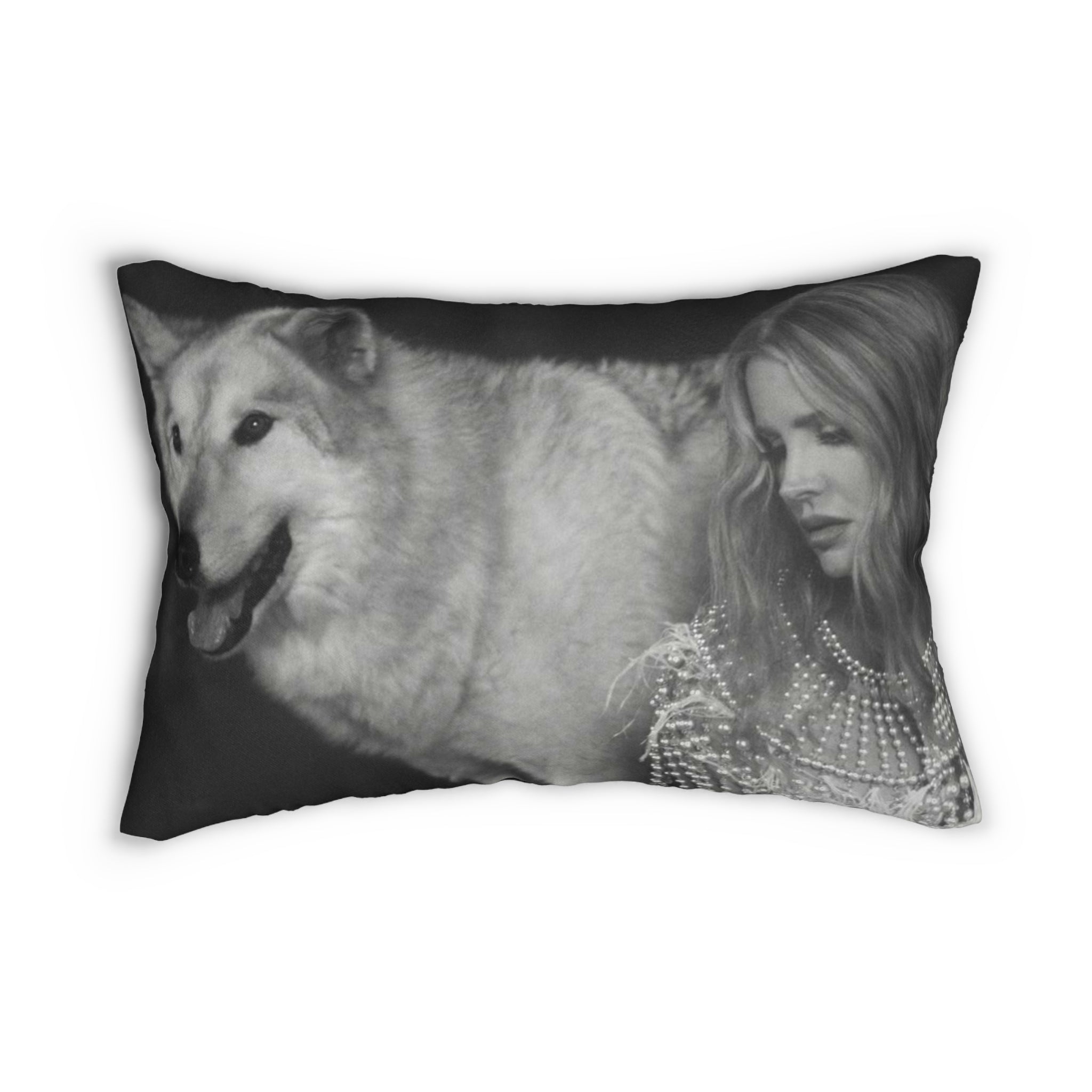 Lana Del Rey With Wolf - Lumbar Pillow